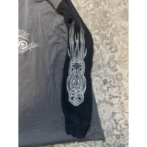 Vintage 90s Harley-Davidson T-Shirt Long-Sleeve Tribal Biker Goth Faded Men XL - Picture 2 of 6
